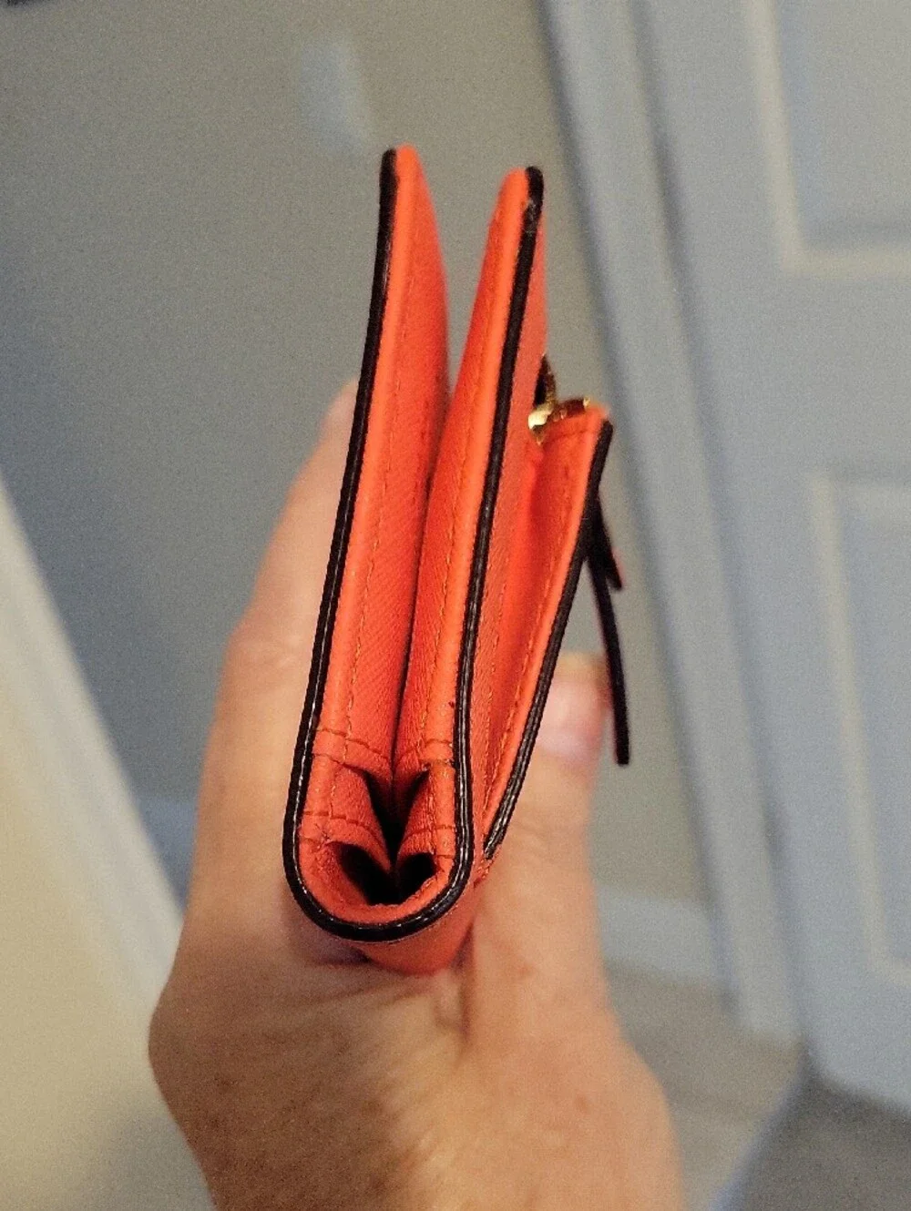 kate spade Bifold snap close orange wallet side zip pouch